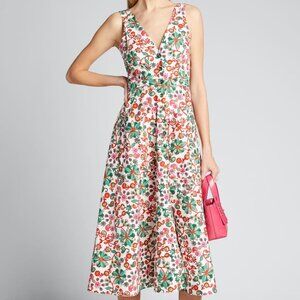 Saloni Zoey Floral-Print Button-Front Midi Dress - Size 0